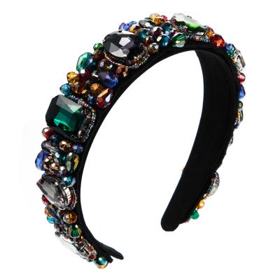 China Wedding Luxury Women Party Baroque Headbands Wholesale Custom Luxury Hairbands Women Hair Accessories Hard Hair Band Crystal Hairband Beaded Emerald Baroque for sale