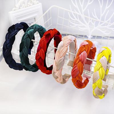 China Daily life hair ties GEERDENG European pure wrinkle velvet band hair color the new braid and American warp border silk headband for women for sale