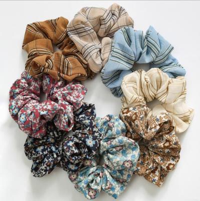 China Bestselling Spring Cloth Elastic Hair Tie Bands Wholesale Popular Elastic Cotton Chiffon Flip Hair Scrunchies For Colombia for sale