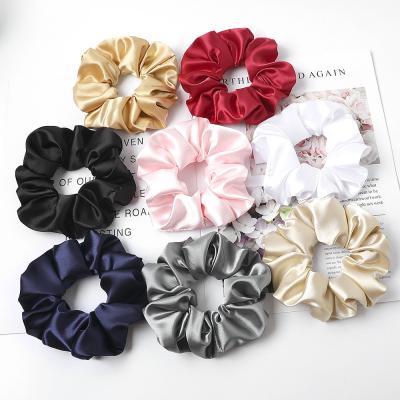 China Multicolor Girls Winter Hair Tie Bands Best Quality Soft Elastic Hair Ring Ties Hair Flip Red/Black Silk Scrunchies For Women for sale