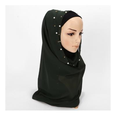 China Chiffon 2019 Summer New Muslim Pearl Chiffon Scarves Hijabs Stoles for sale