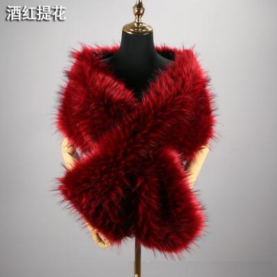 China 2021 Fashion Women Luxury Party Faux Fur Wearing Scarves Wedding Accessories Black White Gray Faux Fox Fur Pashmina Shawls Stole For Women for sale