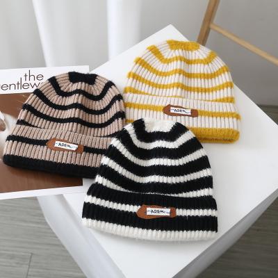 China GEERDENG 2021 JOINT New Hot Selling Stripes Knitted Hats Custom Designer Winter Warm Beanie Woolen Hats For Women Canada for sale