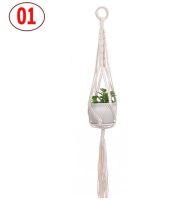 China Contemporary hot sale cotton macrame handmade hanger indoor and outdoor cotton plant hanger home decoration for sale