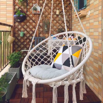 China INS Round Macrame Rope Chair Hammock Hanging Swing Chair For Indoor Or Outdoor for sale