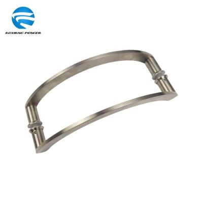 China New Design C Style Bathroom Door Handle 304 Satin Glass Hardware Modern European Style Sliding Door Handle for sale