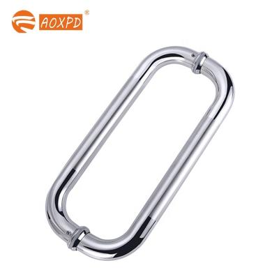 China Traditional Round Tube Glass Pull Handle Stainless Steel Precision Casting Door Handle Stainless Steel Wire Drawing Hardware for sale