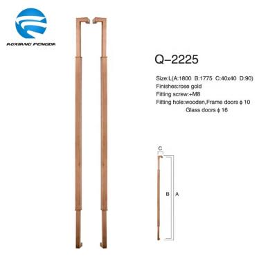 China Luxury Modern High Quality Modern Rose Gold 304 Stainless Steel Sliding Glass Door Handle Long for sale