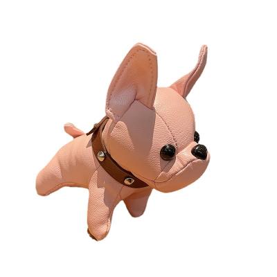 China PUfrench bulldog keychain genuine leather creative cute cartooncow keychains lovers bag small pendant doll gifts for sale