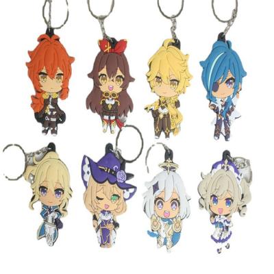 China Decoration genshin impact anime bundle key chain genshin anime figure genshin rubber charms for sale