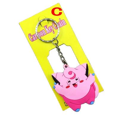 China Decoration anime Pokemon accessories go anime doll key chain double-sided soft rubber bag jewelry pokemon hanging key chain for sale