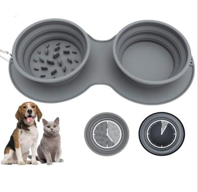 China Double Automatic Pet Food Dog Cat Feeding Bowls Pets Dog Bowl Set Pets Home Raised Dog Bowls for sale