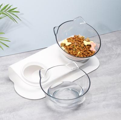 China Auto Tilt Style Cat Shape Pet Bowl Transparent Cat Feeder Pet Food Dish Water Bowl for Dogs Cats for sale