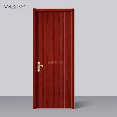 China Saudi Arabia Market Modern Hot Sale Design 6 Layers Painting Teak Wood Main Door Design MDF Solid Wood Panel Door for sale