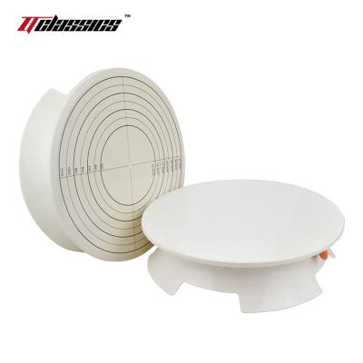 China Hotel DIY kitchen household goods baking mold plastic square bottom cake decorating turntable with screen printing scale adjustment. for sale