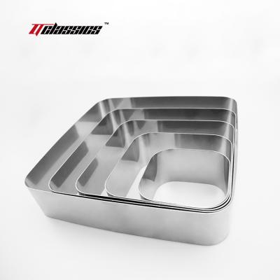 China Hotel Kitchen DIY Household Goods Stainless Steel 3 -14 Inch Diagonal Rounded Circle Circle Pudding Tiramisu Mu Si Square Cake Snack Mold IF. for sale