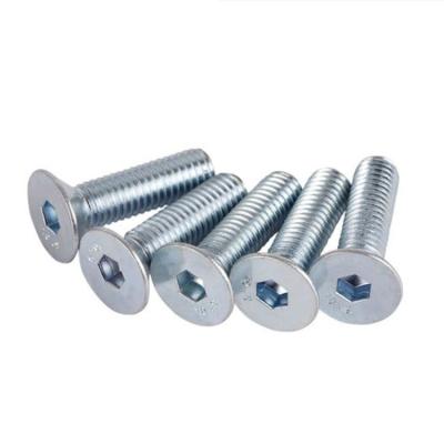 China Construction Top Quality Carbon Steel Hexagon Socket Screw Furniture Hardened Steel Galvanized Flat Head Bolts for sale