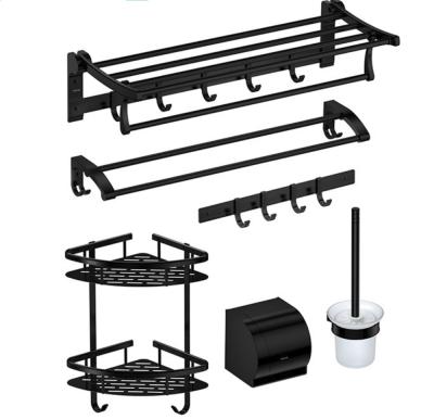 China Sustainable Home&Hotel Black Bathroom Accessories Sets Wall Mount for sale