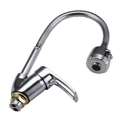 China Thermostatic Faucets 304 Stainless Steel Pull Out Flexible Single Cold Chrome Plated Kitchen Sink Faucet for sale