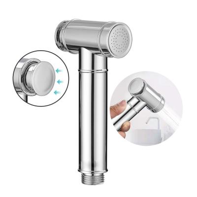 China Without slide bar shattaf bidet sprayer chrome ABS button press toilet shattaf for sale