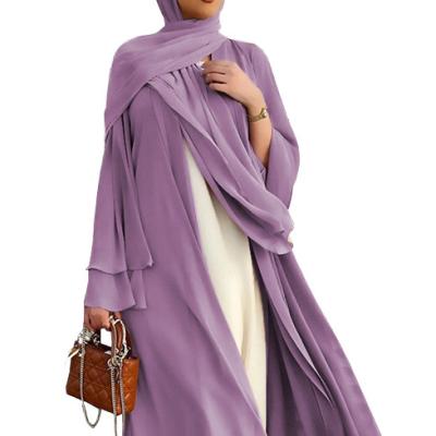 China Polyester 2022 New Solid Color Abaya Dubai Muslim Dresses Border Islamic Clothing Wholesale Islamic Clothing for sale