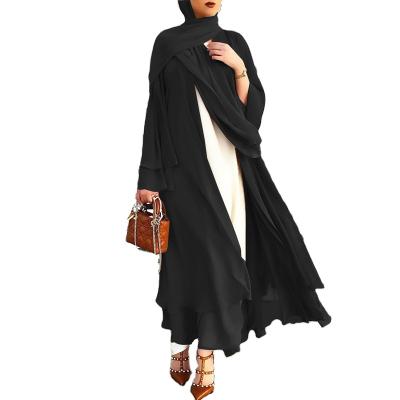 China 2022 New Solid Color Polyester Abaya Dubai Women Islamic Clothing Muslim Muslim Dresses Clothes for sale