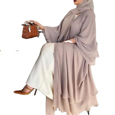 China 2022 Polyester Solid Color Abaya Dubai Muslim Dresses Turkish Islamic Clothing for sale