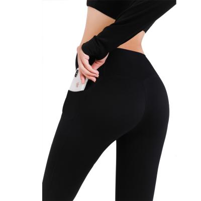 China New pocket sports QUICK DRY casual tight pants high waist stretch fitness running without embarrassment line nine minutes pants for sale