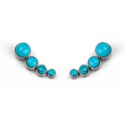 China TRENDY ASTM F136 Titanium Threaded Jewelry Cabochon Turquoise Top End Cluster Bezel Set 4 for sale