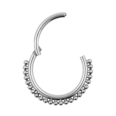 China Hinged Titanium Dotted Segment Ring Septum Clicker with Single Row Mini Beads for sale