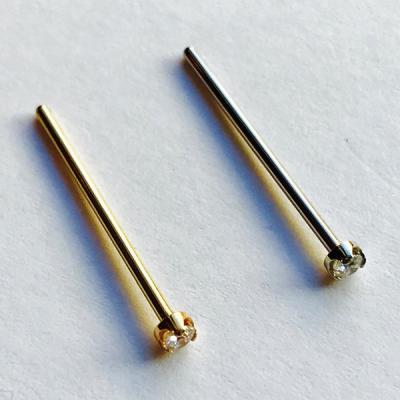 China Titanium Titanium Fishtail Nose Pin Stud Piercing Jewelry With Partial Frame Set CZ Gem for sale