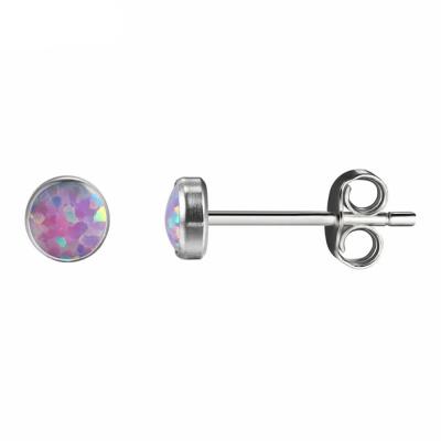 China ASTM F136 Titanium Hypoallergenic Titanium Stud Earrings With Bezel Set Cabochon Opal for sale