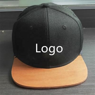 China Genuine Leather Patch Heather Gray Snapback Designer Cool Flat Wood Brim Hat JOINT Custom Made for sale