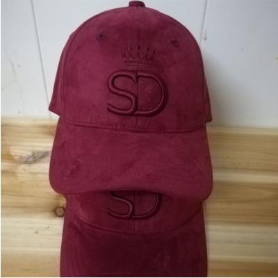 China COMMON Suede Burgundy Baseball Caps 3d Embroidery Logo Designs Custom Hat Hat for sale