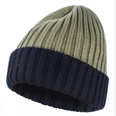 China Custom COMMON 100% Cotton Adults Plain Knitted Woven Label Beanie For Men for sale