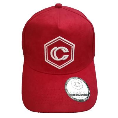 China Custom 5 JOINT Panel Red Suede Baseball Hat Snapback Hat for sale