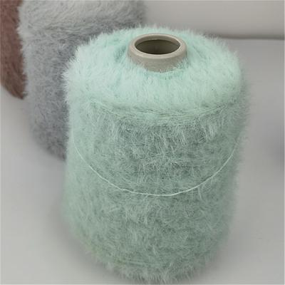 China Soft Furry Green Knitting Eyelash Yarn 1.3cm 2cm 9NM 11NM 100% Nylon for sale