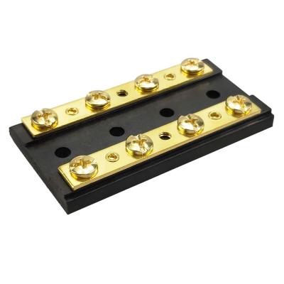 China Power Amomd RV 32V 60A Double Screw Brass Bus Bar With 8 Terminals Round Terminal Block for sale