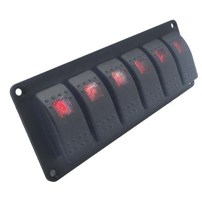 China Waterproof Marine Amomd 12-24V RV Red Led On 6 Gang Panel Switch AOS3063R for sale