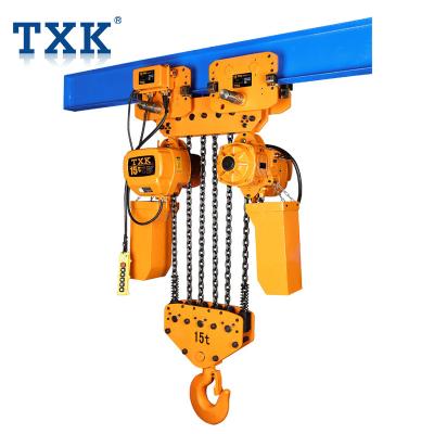 China Hotels 15 Ton Hoisting Machinery Electric Chain Crane With Electric Trolley for sale