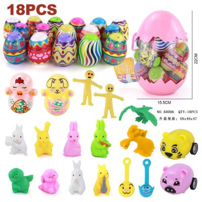 China Prefilled Eggs Easter Toy Hunting Game Various Toys Bunny Chick Painted 18PCS in Big Prefilled Colorful Plastic Easter Eggs for sale