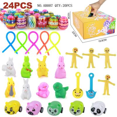 China Prefilled Bunny Chick Pull Back Car Set With Various Toys Inside 24PCS Painted Prefilled Colorful Plastic Easter Eggs for sale