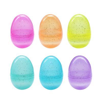 China Plastic Easter Egg 6*4.2CM Toy Decoration For Baskets Bucket Bag Gift Transparent Assorted Colorful Plastic Gliter Eggs Easter for sale