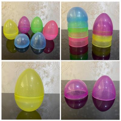 China Plastic Easter 2022 New 12X8cm Toy Decoration For Baskets Bucket Bag Gift Easter Transparent Assorted Plastic Glliter Eggs for sale