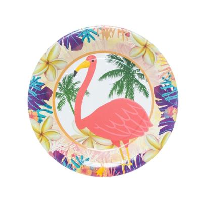 China Modern Flamingo Birthday Party Environment Themed Disposable Tableware Suit Disposable Cup Napkins Sets for sale