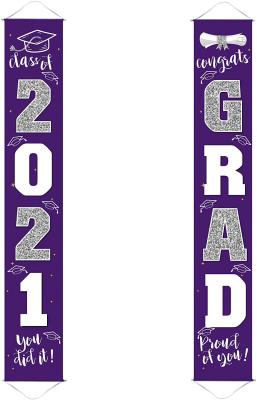 China 2021 Purple Ployster Graduation Decorations Banner Porch Sign Silver for Class of 2021 Grad Party Supplies for sale