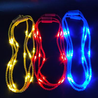 China Light In The Dark Gift Glow In The Night Matching Colorful Flashlight Flashing Beads Battery Operated LED Light Necklace for sale