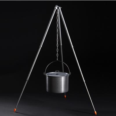 China Aluminum Camping Pot Support Outdoor Heavy Duty Campfire Tripod Camping Hanging Tripod for sale