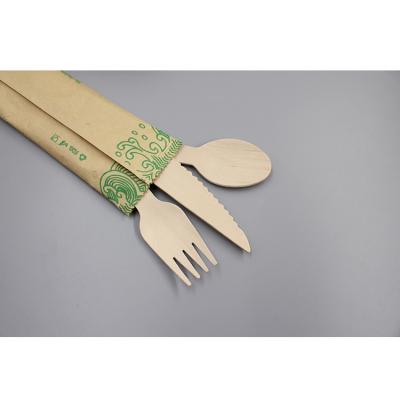 China Multifunctional and simple and real biodegradable wooden disposable knife of cutlery set spoon and forking wooden knife for sale