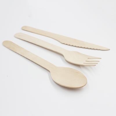 China Disposable Hotel Restaurant Home Disposable Tableware Knife Fork Spoon Wooden Cutlery for sale